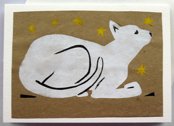 Handmade Card: White Cat Waiting